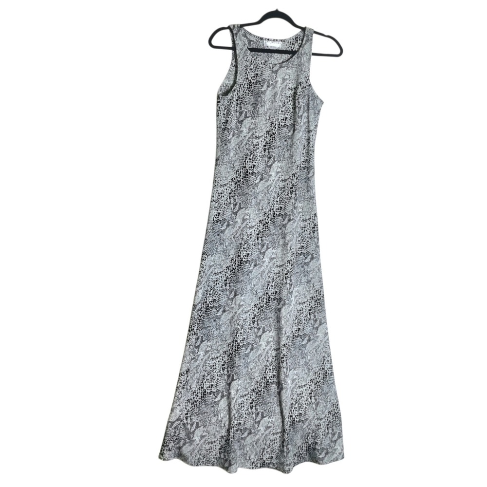 Jay Jacobs Vintage 90s Snakeskin Print Maxi Dress Grey Black Sleeveless Size 11